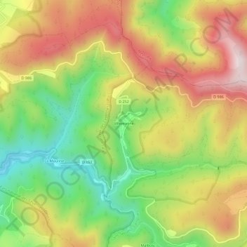 Mapa topográfico Villemagne, altitud, relieve