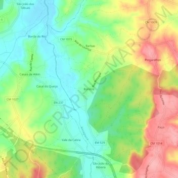 Mapa topográfico Bonitos, altitud, relieve