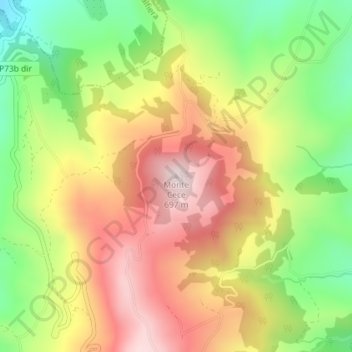 Mapa topográfico Monte Cece, altitud, relieve