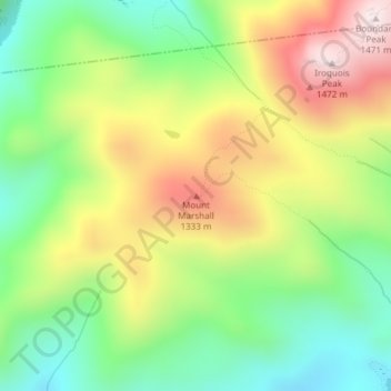 Mapa topográfico Mount Marshall, altitud, relieve