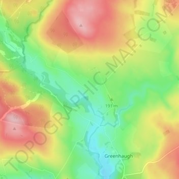 Mapa topográfico Gatehouse, altitud, relieve