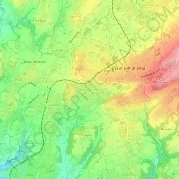 Mapa topográfico Valle Guidino, altitud, relieve