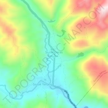 Mapa topográfico Siulak Deras Mudik, altitud, relieve