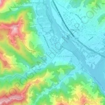 Mapa topográfico Piano di Follo, altitud, relieve