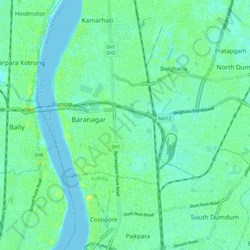 Mapa topográfico North Dumdum, altitud, relieve