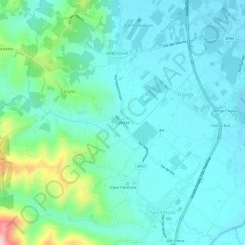 Mapa topográfico Celletta, altitud, relieve