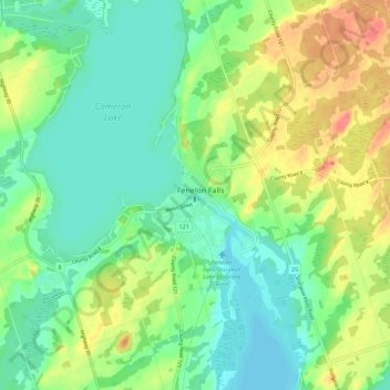 Mapa topográfico Fenelon Falls, altitud, relieve