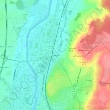 Mapa topográfico Le Marais, altitud, relieve