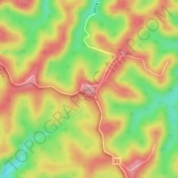 Mapa topográfico Mount Simpson, altitud, relieve