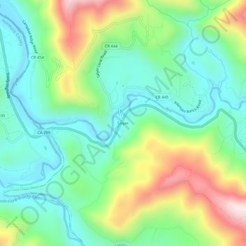 Mapa topográfico Salyer, altitud, relieve