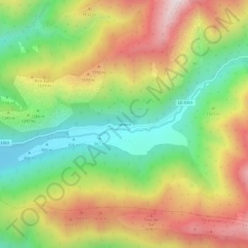 Mapa topográfico Valseco, altitud, relieve