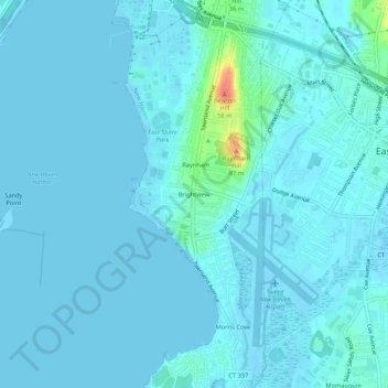 Mapa topográfico Brightview, altitud, relieve