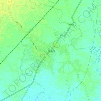 Mapa topográfico Dhemaji, altitud, relieve