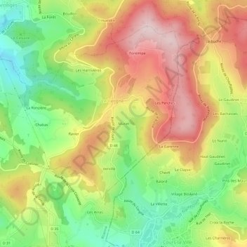 Mapa topográfico Munet, altitud, relieve