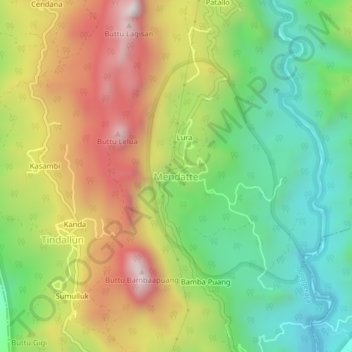 Mapa topográfico Mendatte, altitud, relieve