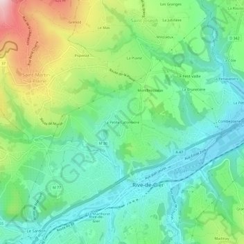 Mapa topográfico La Petite Catonnière, altitud, relieve