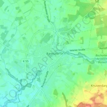 Mapa topográfico Ramsdorf, altitud, relieve