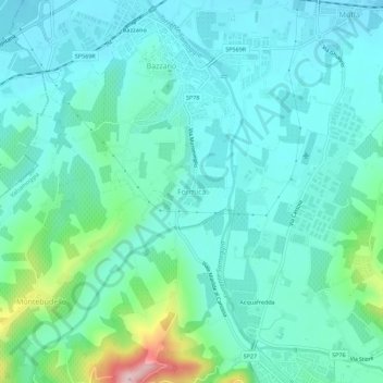 Mapa topográfico Formica, altitud, relieve