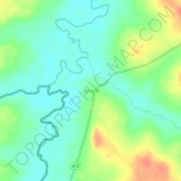 Mapa topográfico Sirana, altitud, relieve