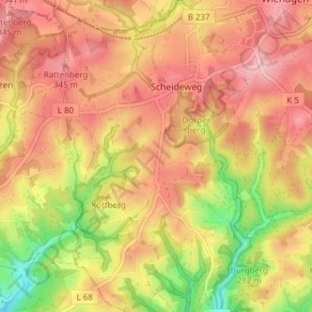 Mapa topográfico Dörpfelderhöhe, altitud, relieve