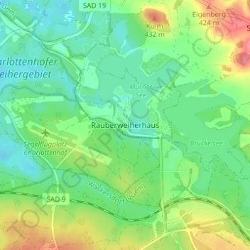 Mapa topográfico Rauberweiherhaus, altitud, relieve
