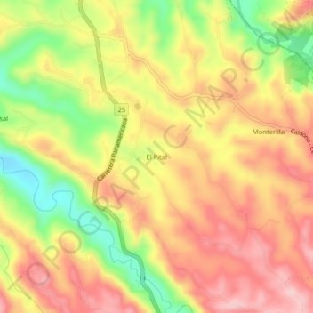 Mapa topográfico El Pital, altitud, relieve