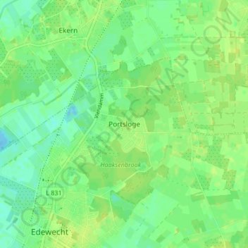 Mapa topográfico Portsloge, altitud, relieve