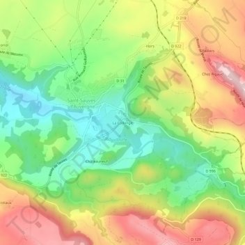 Mapa topográfico La Collonge, altitud, relieve