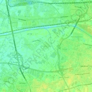 Mapa topográfico Mantignano, altitud, relieve