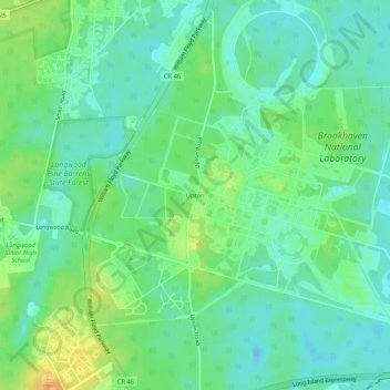 Mapa topográfico Upton, altitud, relieve