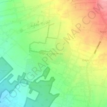 Mapa topográfico Karangbendo, altitud, relieve
