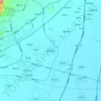 Mapa topográfico 葛条港乡, altitud, relieve