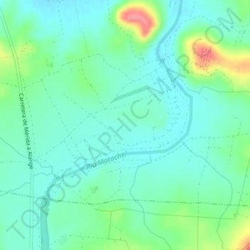 Mapa topográfico Matachel, altitud, relieve