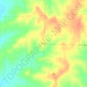 Mapa topográfico Norris, altitud, relieve