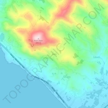 Mapa topográfico Seki, altitud, relieve