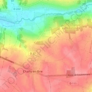 Mapa topográfico Salerne, altitud, relieve