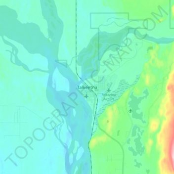 Mapa topográfico Talkeetna, altitud, relieve