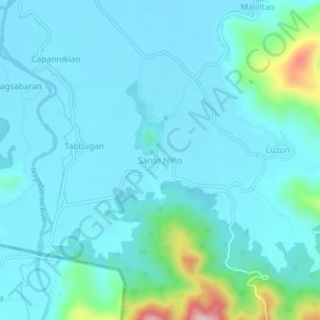Mapa topográfico Santo Niño, altitud, relieve