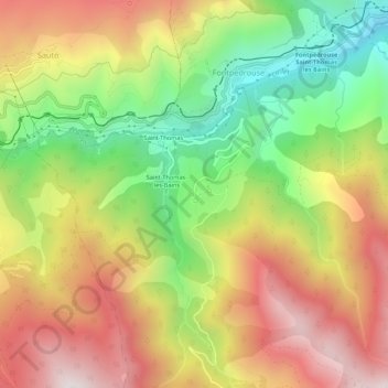Mapa topográfico Prats-Balaguer, altitud, relieve