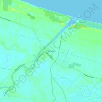 Mapa topográfico Thornton, altitud, relieve