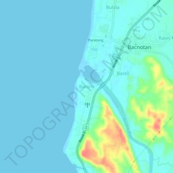 Mapa topográfico Baroro, altitud, relieve