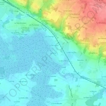 Mapa topográfico La Porte, altitud, relieve