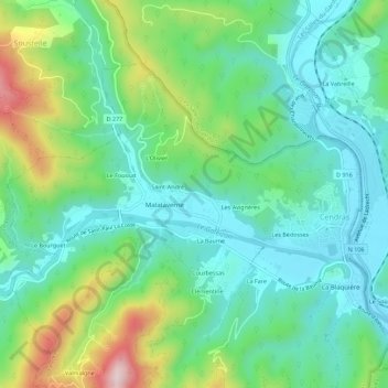 Mapa topográfico Le Rat, altitud, relieve