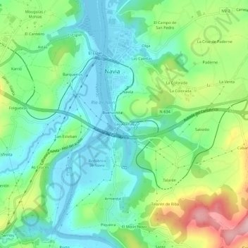 Mapa topográfico Las Aceñas, altitud, relieve