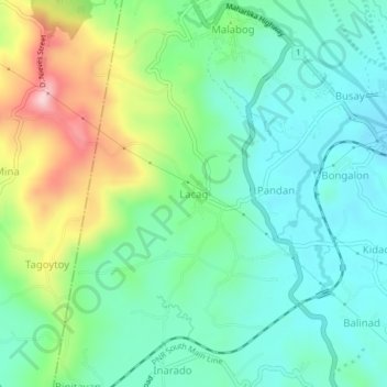 Mapa topográfico Lacag, altitud, relieve