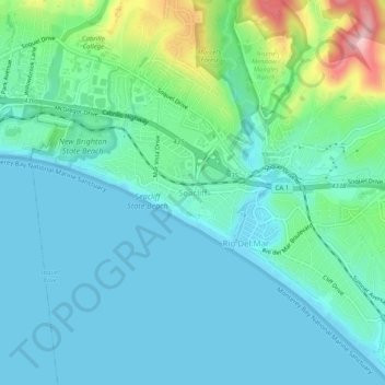 Mapa topográfico Seacliff, altitud, relieve