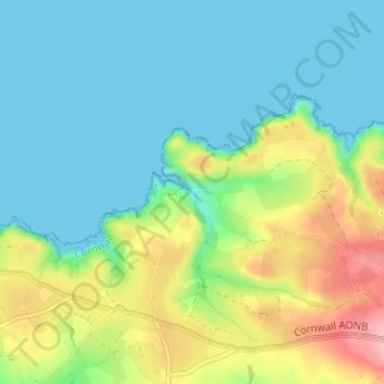 Mapa topográfico Port Quin, altitud, relieve