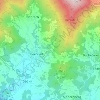 Mapa topográfico Ebengasse, altitud, relieve