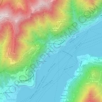 Mapa topográfico Vignola, altitud, relieve