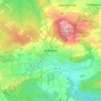 Mapa topográfico Ehenfeld, altitud, relieve